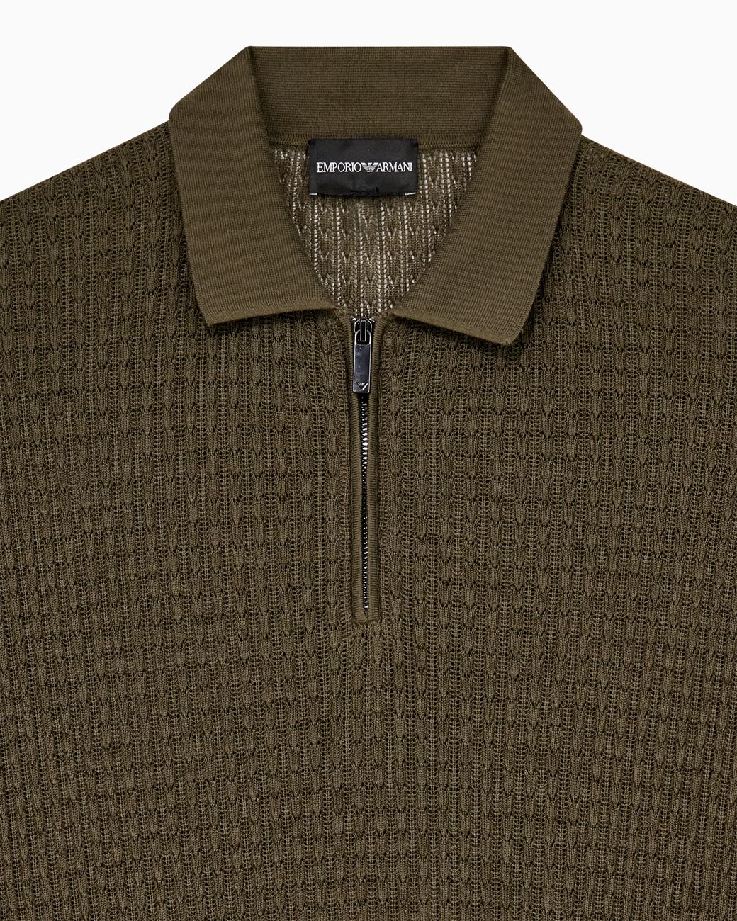Emporio Armani Green Polo Collar Sweater for men