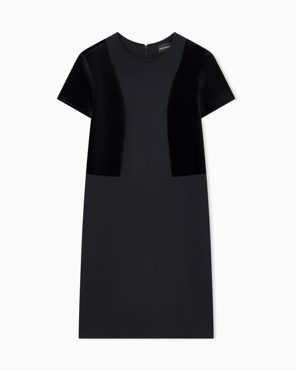 Emporio Armani Black Double Jersey Dress With Chenille Tape Travel Essential