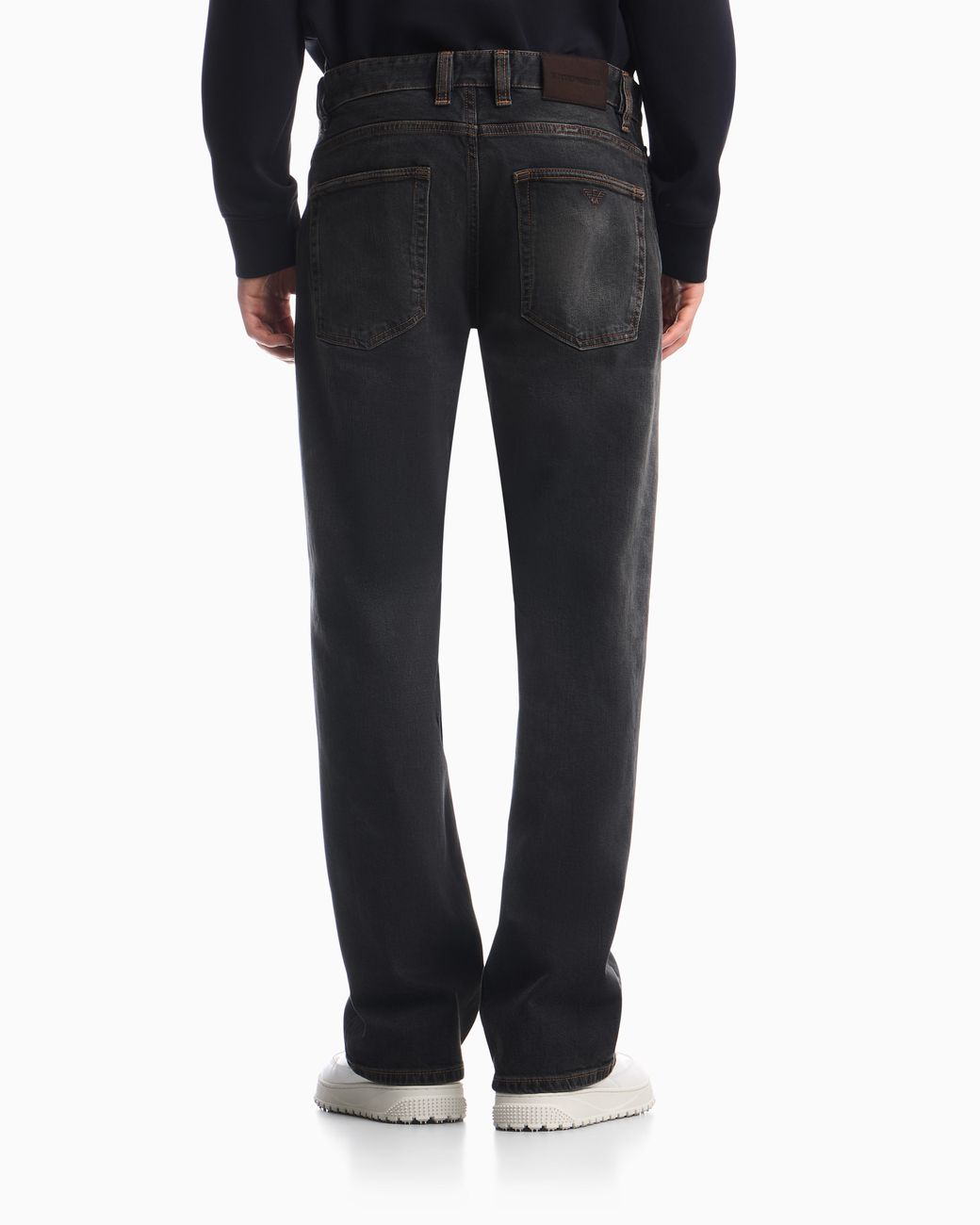 Emporio Armani Gray Straight-Leg Five-Pocket Denim Jeans With A Faded Effect for men