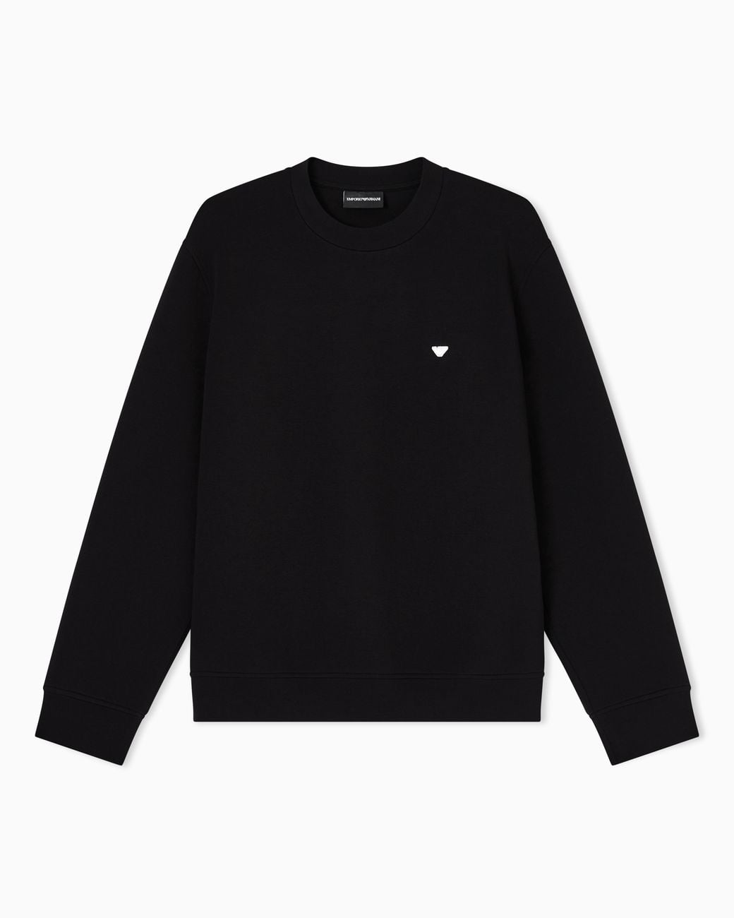 Emporio Armani Black Double Jersey Sweatshirt With Micro Eagle Embroidery for men