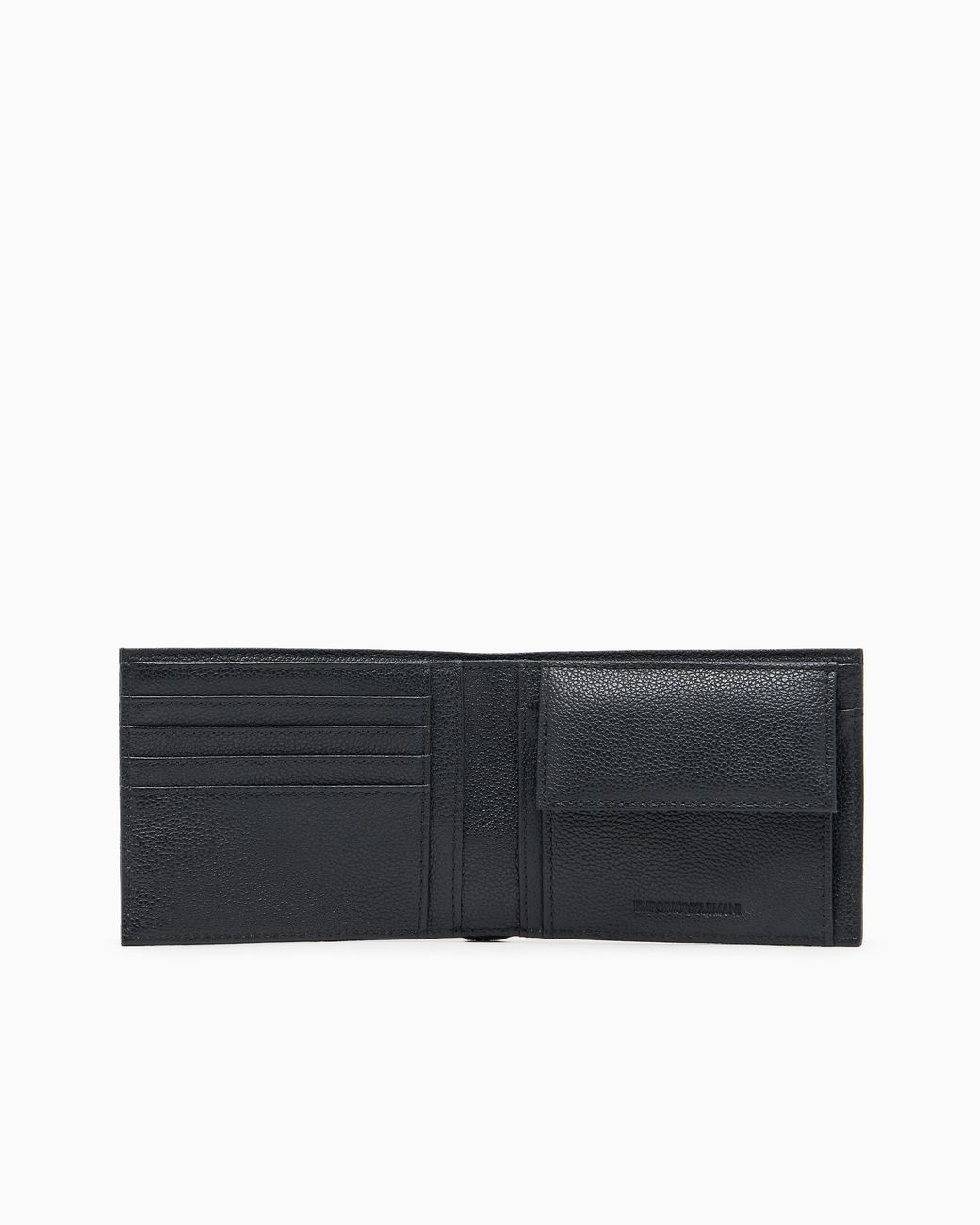 Emporio Armani White Tumbled-Leather Bi-Fold Wallet With Outer Pocket for men