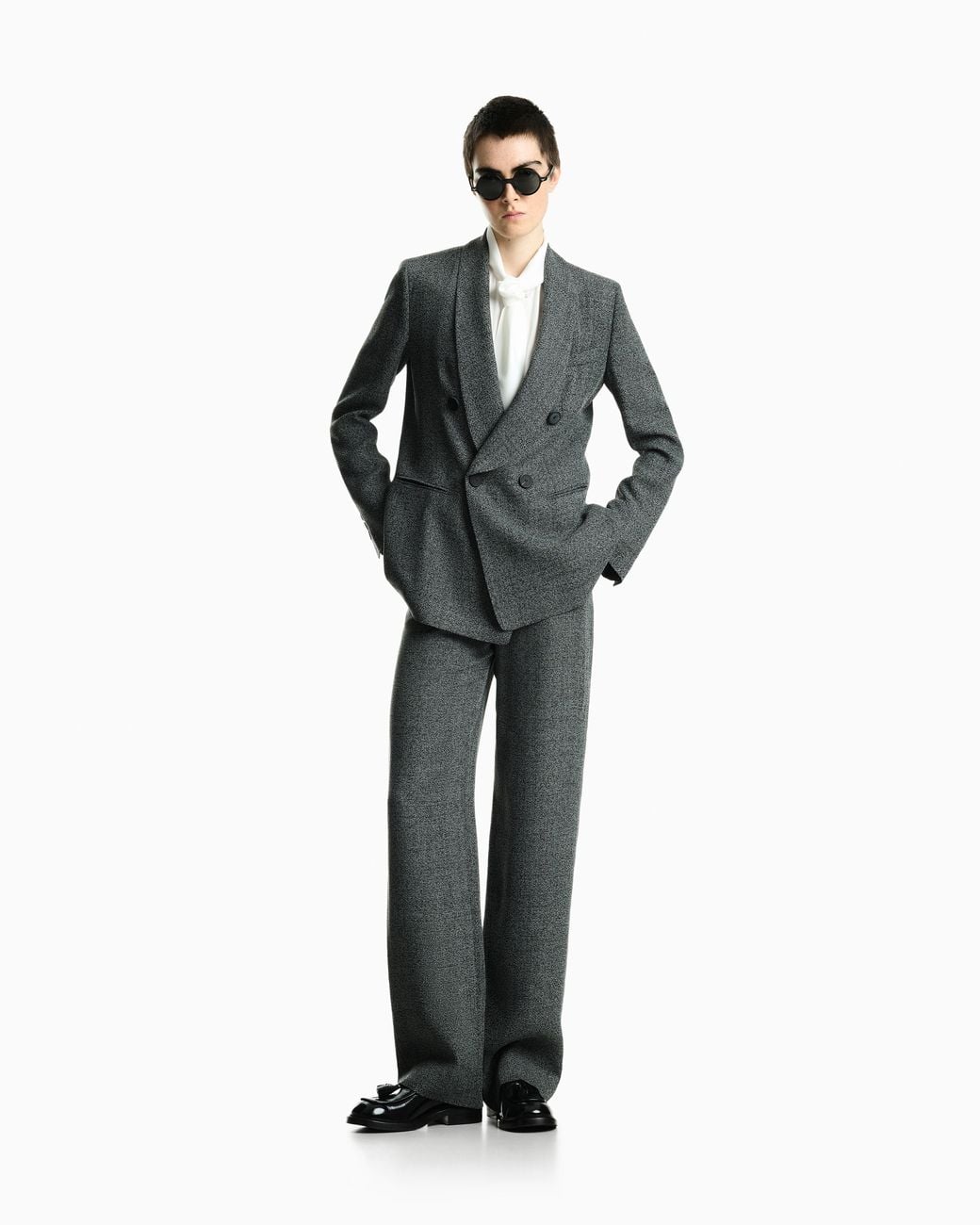 Emporio Armani Gray Mouliné Fabric Pants Signature Capsule