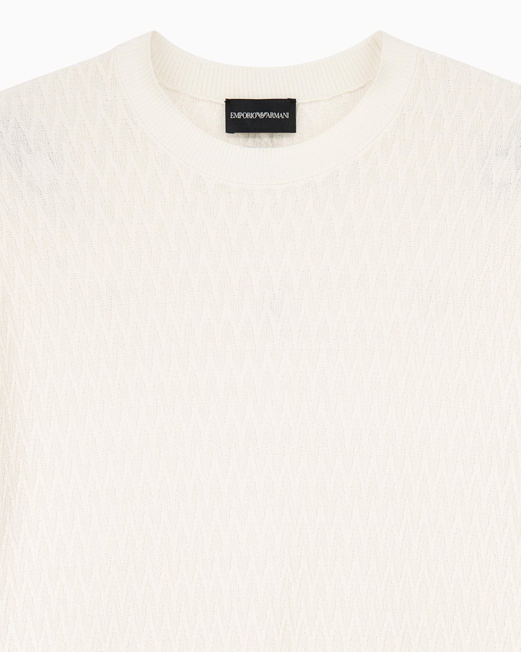 Emporio Armani White Chevron Jacquard Knit Sweater for men
