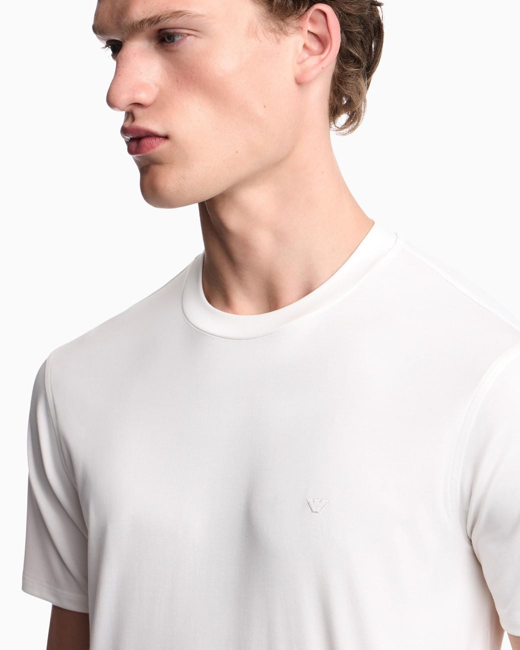 Emporio Armani White Plain-Knit Virgin Wool Jumper for men
