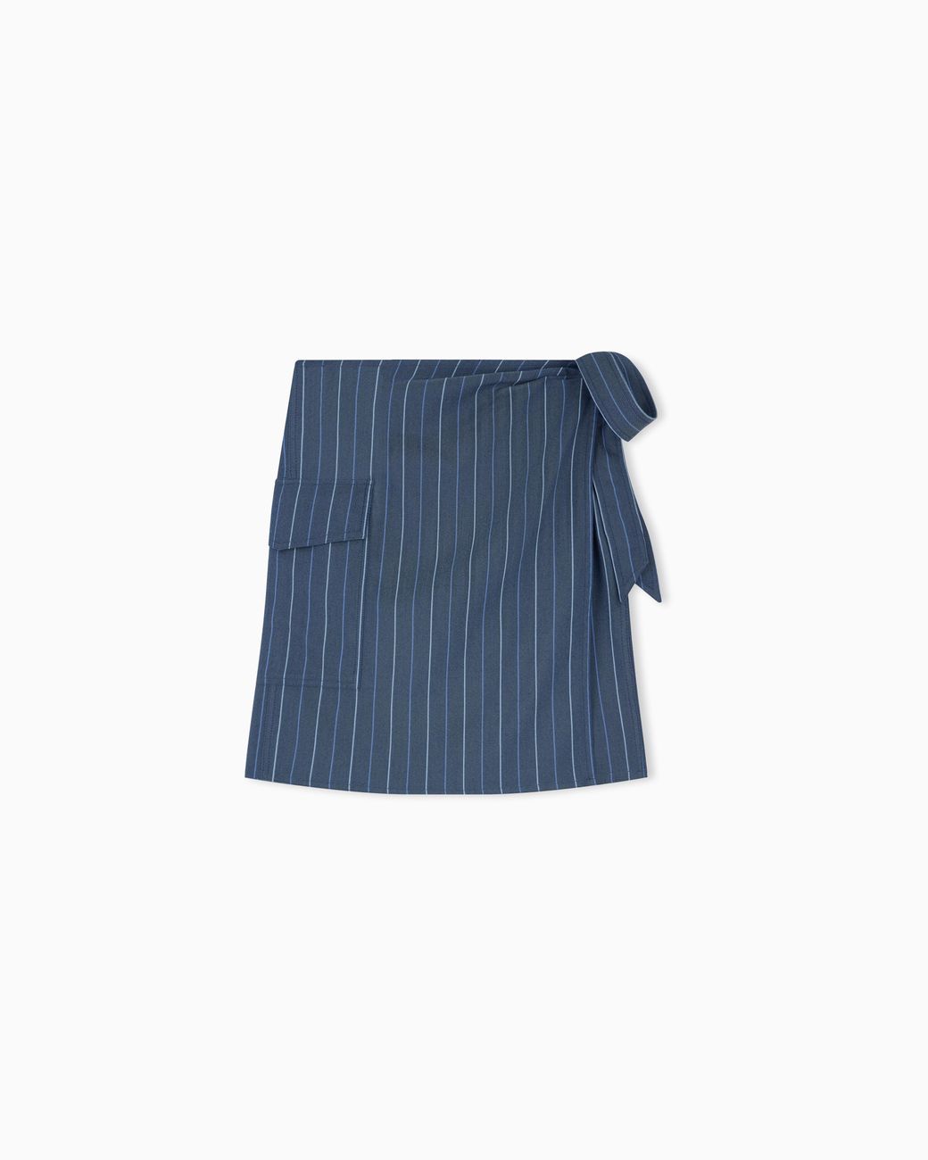Emporio Armani Blue Unlined Wrap Skirt