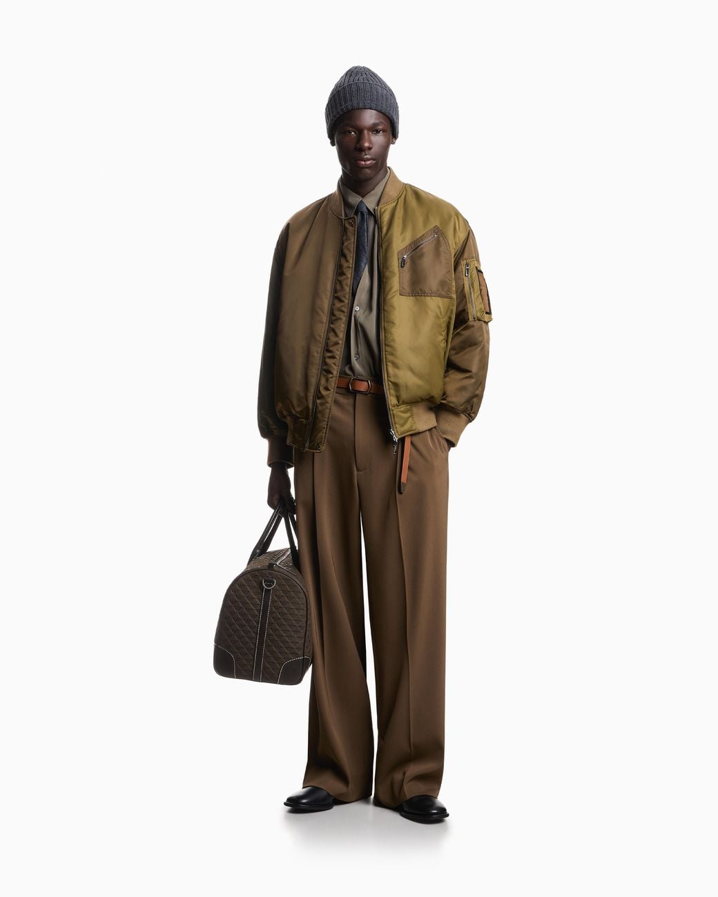 Emporio Armani Green Blouson Jacket With Ribbed Trims And Zippered Sleeve Pocket for men