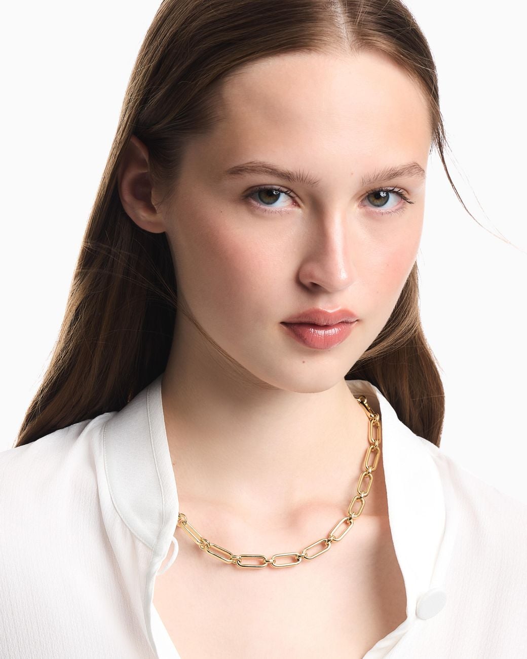 Emporio Armani Metallic Tone Brass Chain Necklace