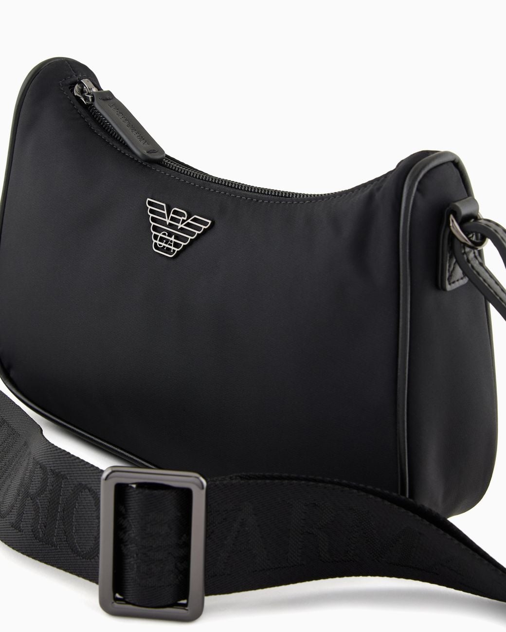 Emporio Armani Black Recycled Shoulder Bag With A Zip Closure And Logo Strap for men