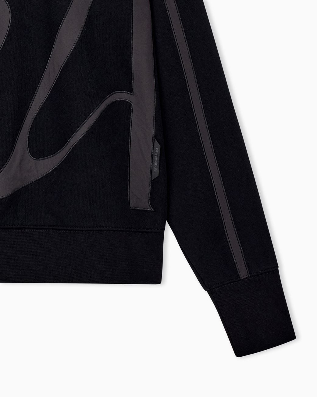 Emporio Armani Black French Terry Jersey Hoodie With Oversized Ea Embroidery for men
