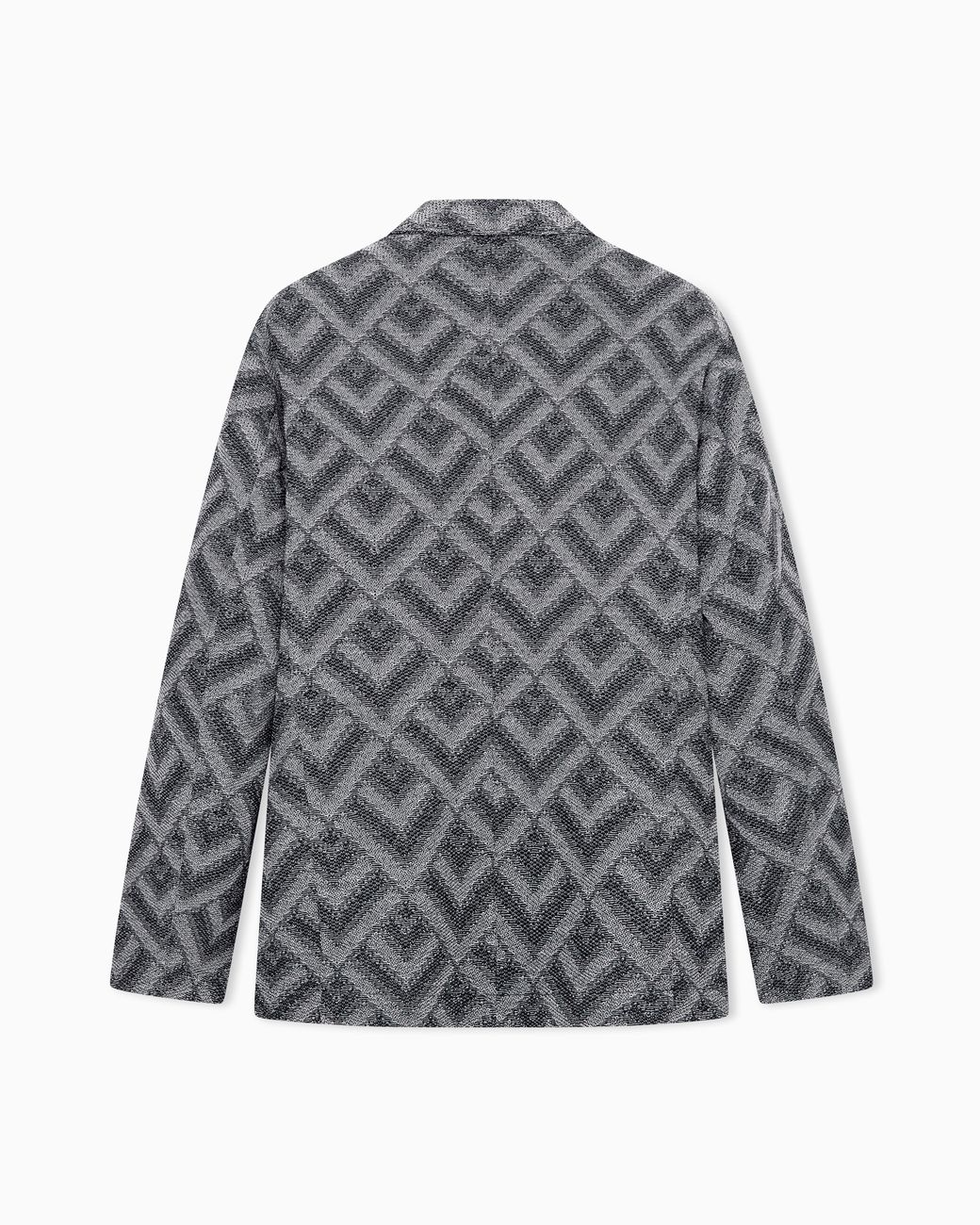 Emporio Armani Gray Knit Effect Jersey Blazer With Geometric Pattern Signature Capsule for men