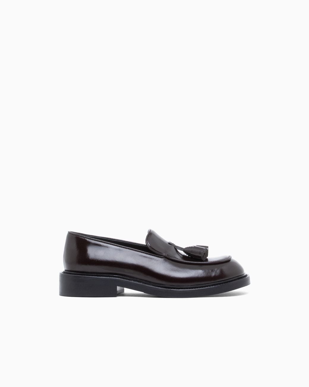 Emporio Armani White Shiny Leather Loafers With Tassels Signature Capsule