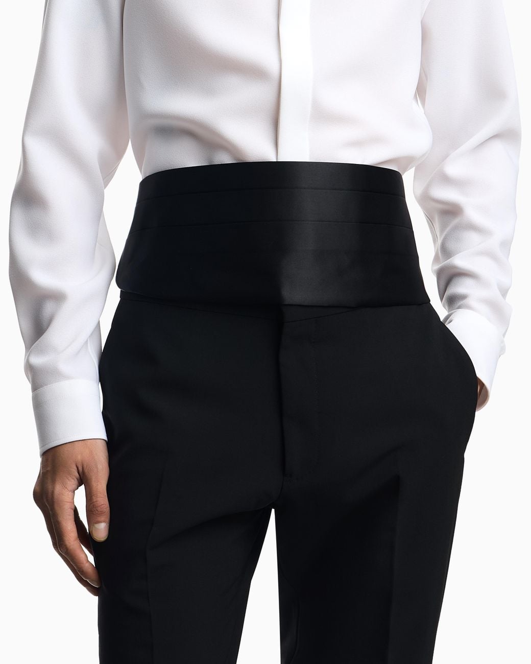 Emporio Armani Black Pure Silk Tuxedo Band for men