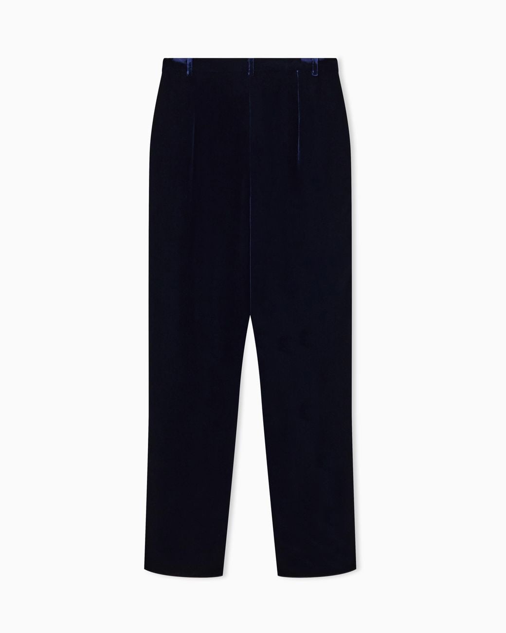 Emporio Armani Blue Liquid Velvet Trousers With Pleats