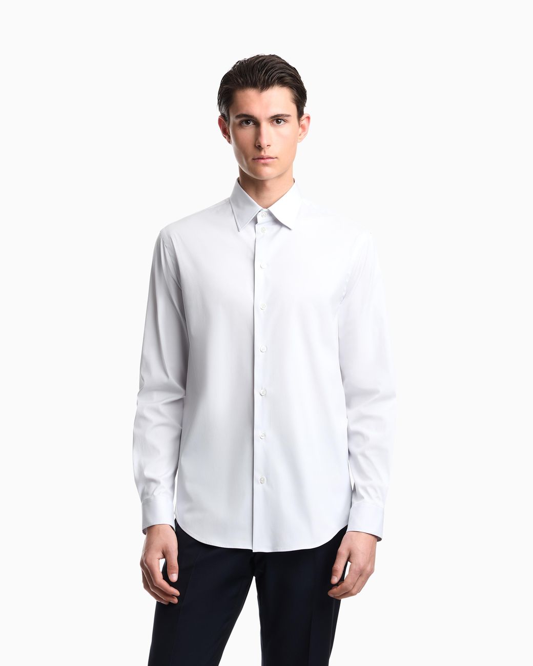 Emporio Armani White Technical Stretch Cotton Shirt for men