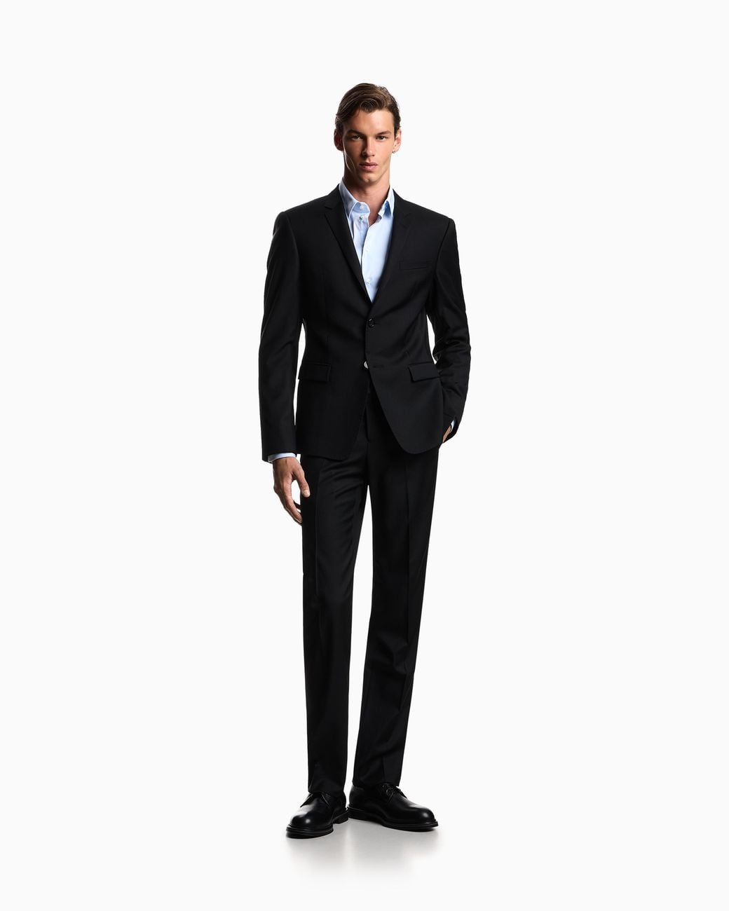 Emporio Armani Black Worsted Single-Breasted Jacket for men