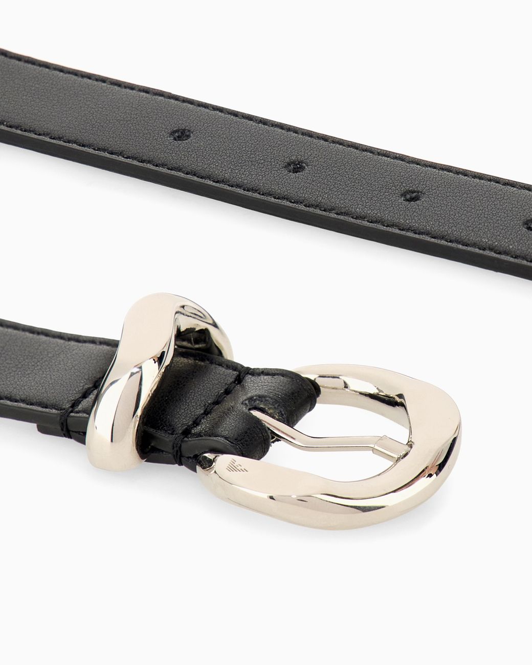 Emporio Armani White Leather Tongue Belt With A Polished Metal Buckle