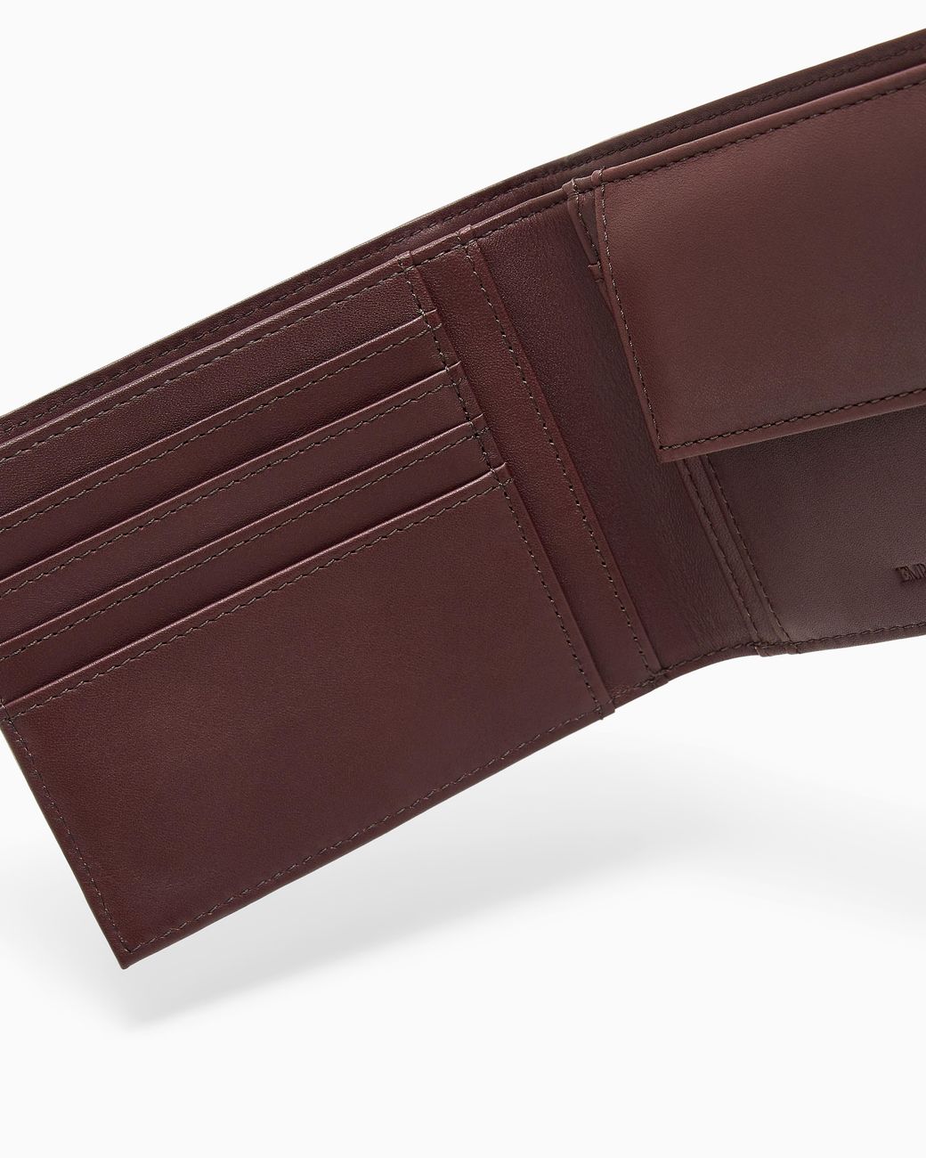 Emporio Armani Purple Leather Bifold Wallet With A Metal Logo And A Coin Pocket for men