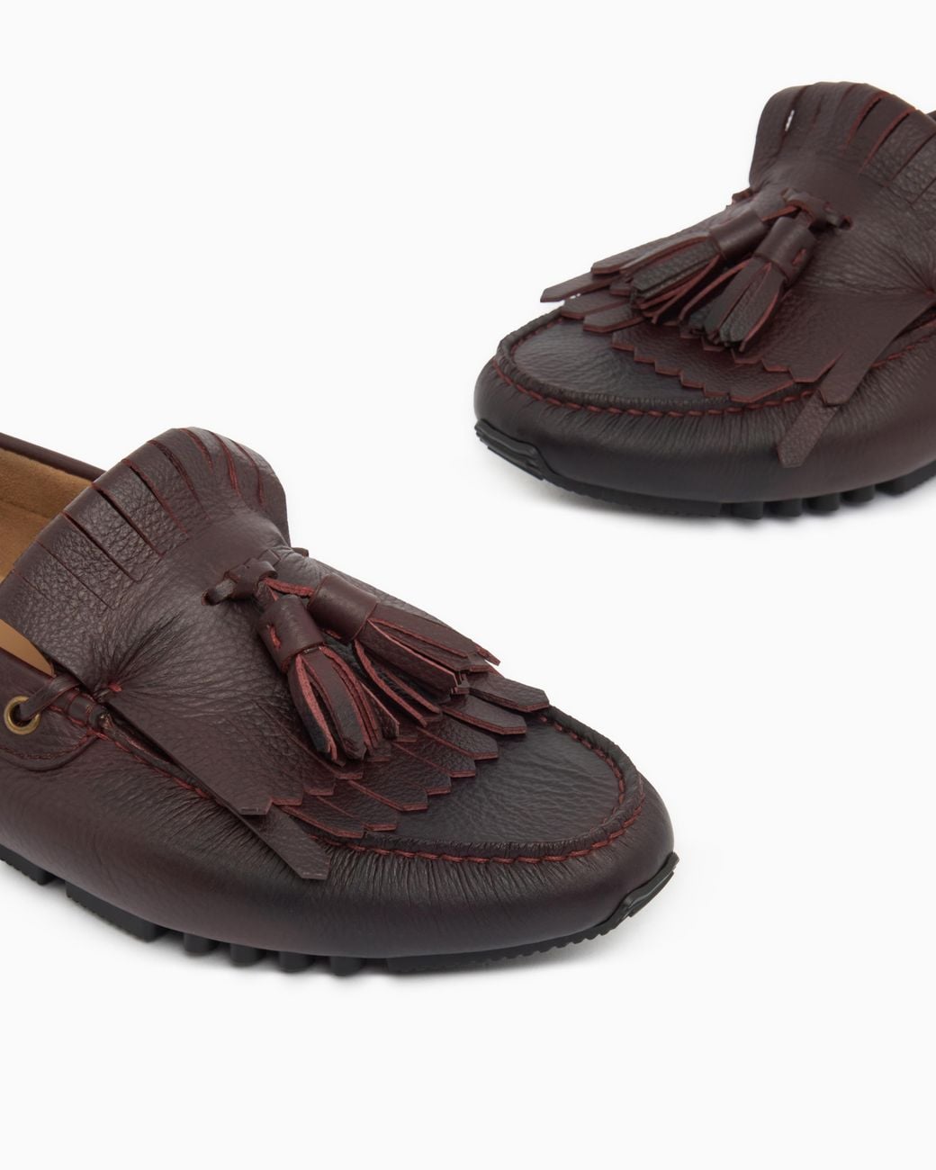 Emporio Armani White Printed Leather Loafers With Tassels And A Rubber Sole for men