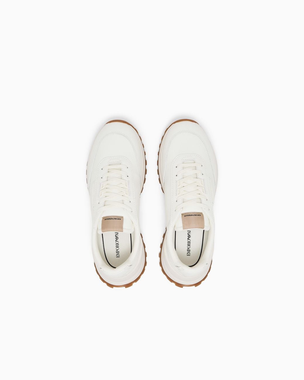 Emporio Armani White Boteh Capsule Collection Hammered-Finish Sneakers for men