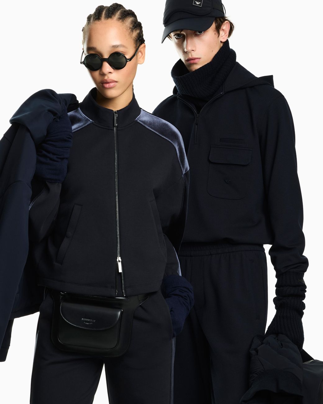 Emporio Armani Blue Double Jersey Blouson With Chenille Tape Travel Essential
