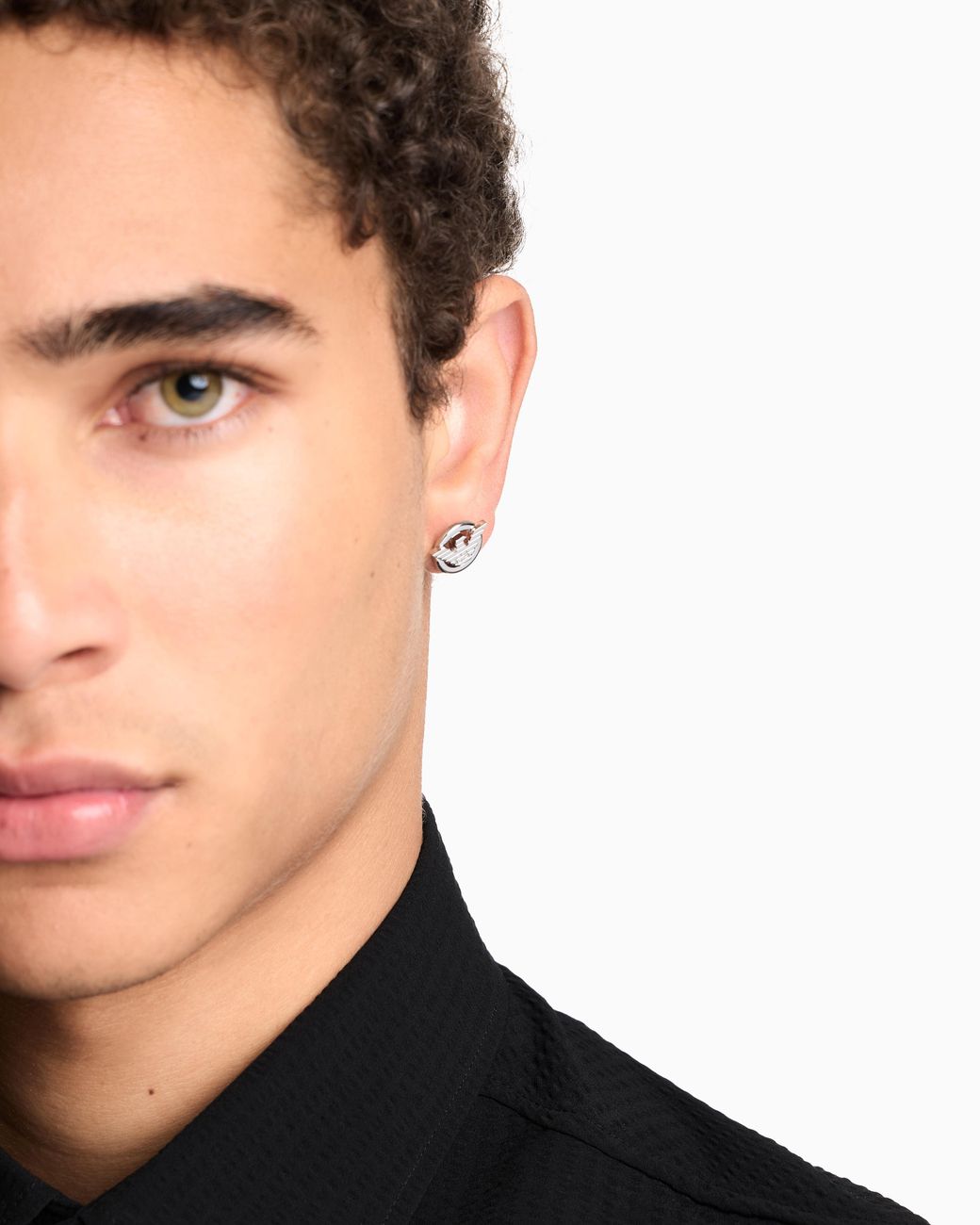 Emporio Armani White Stainless Steel Stud Earrings for men