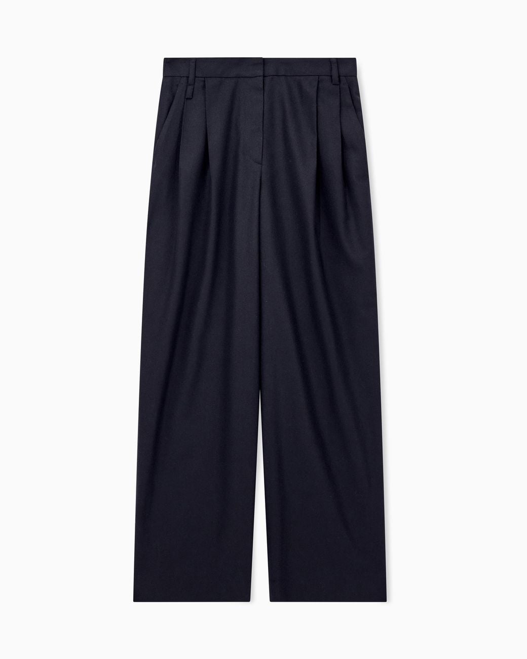Emporio Armani Blue Pleated Wool Flannel Pants Signature Capsule
