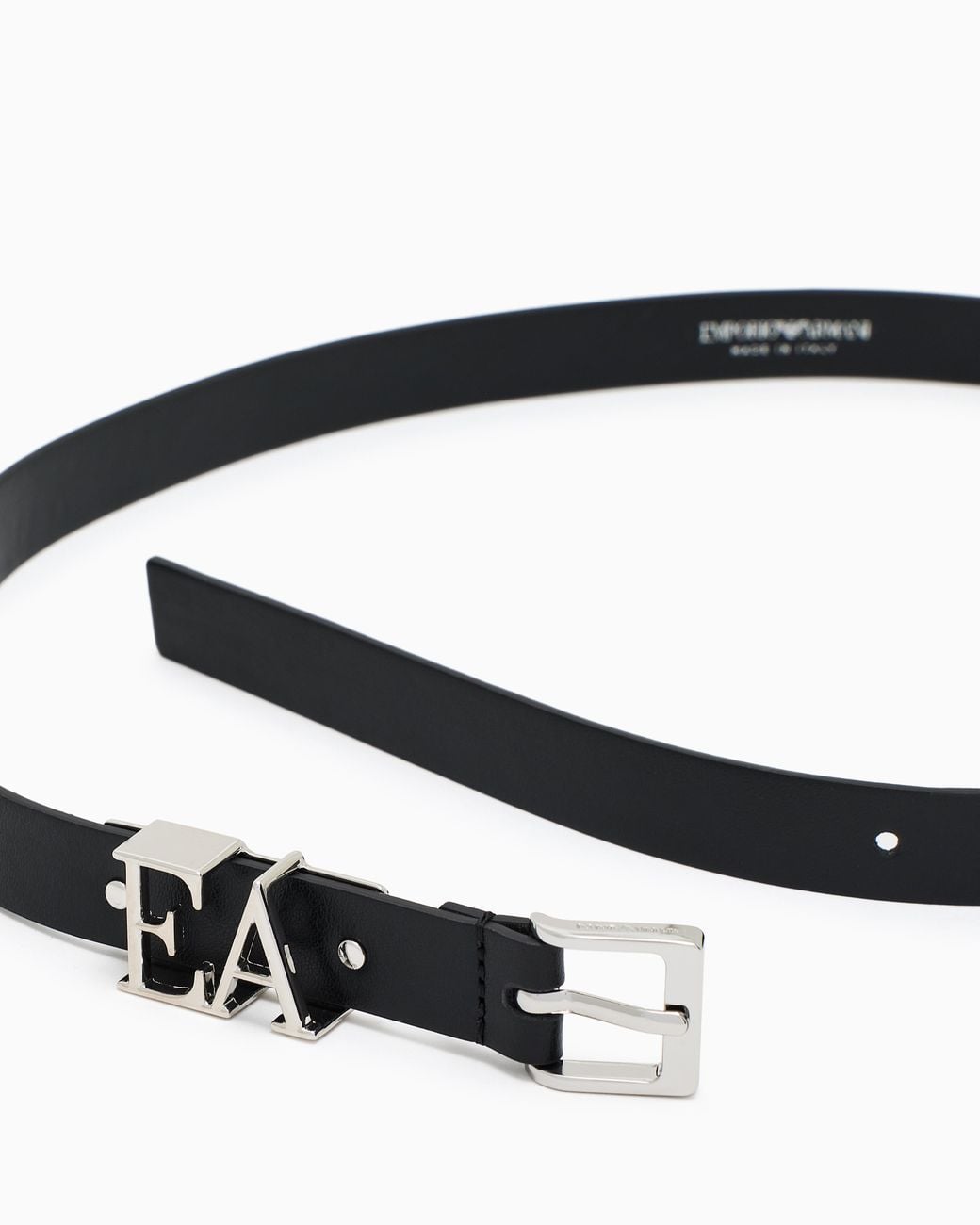 Emporio Armani White Smooth Leather Belt With Moulded Ea Buckle