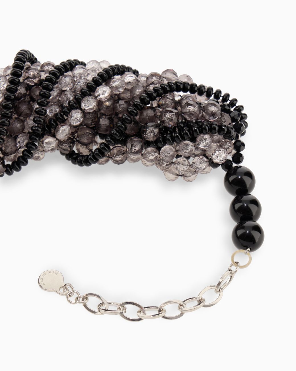 Emporio Armani Black Multi-Strand Necklace With Translucent Faceted Beads