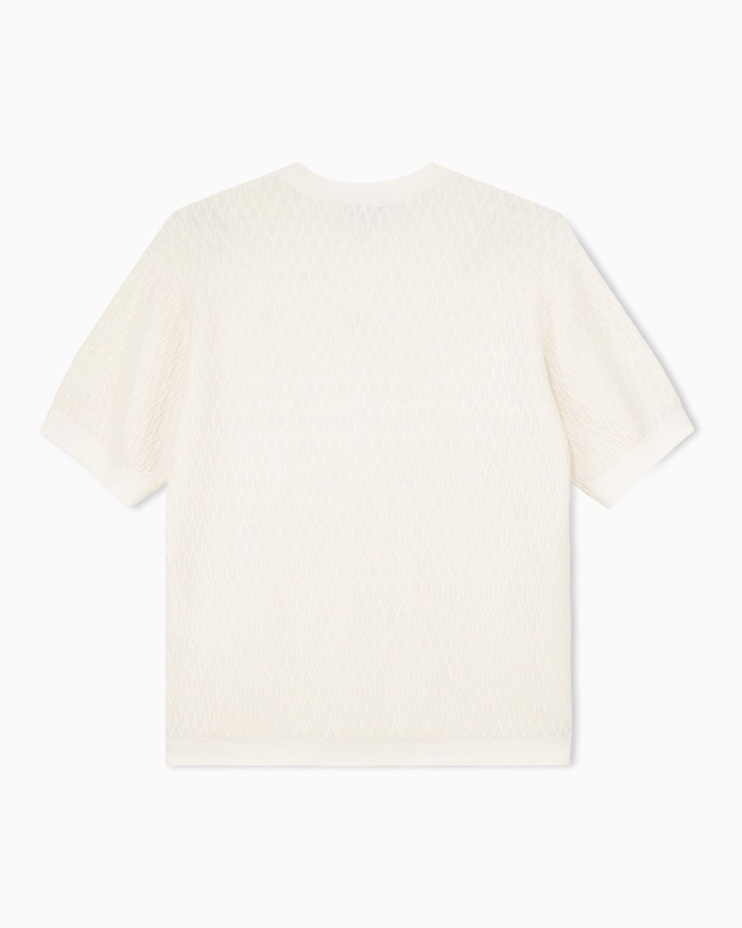 Emporio Armani White Chevron Jacquard Knit Sweater for men