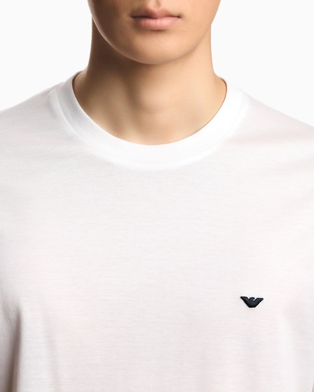 Emporio Armani White Jersey T-Shirt With Embroidery for men