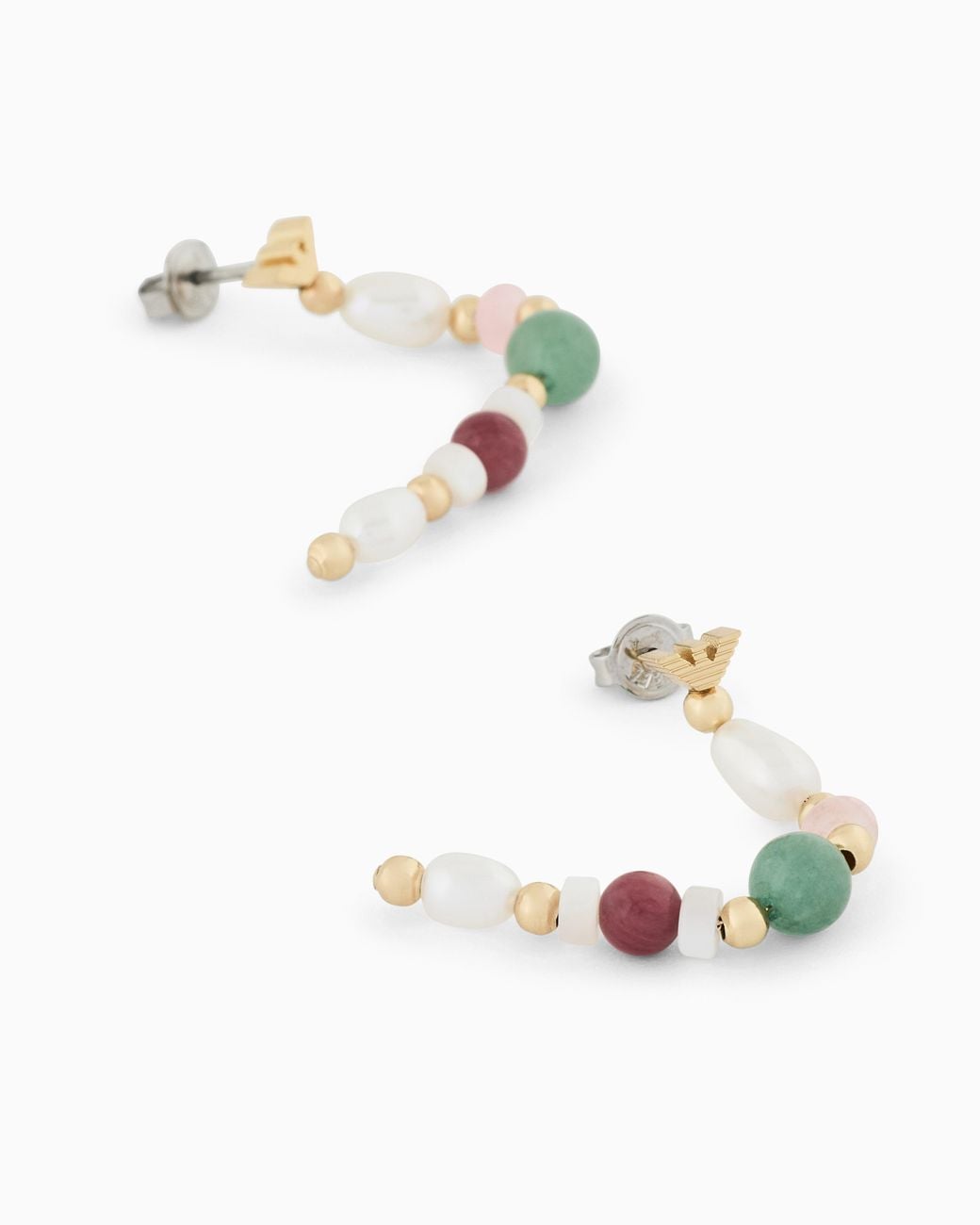Emporio Armani White Pearl Beaded Drop Earrings