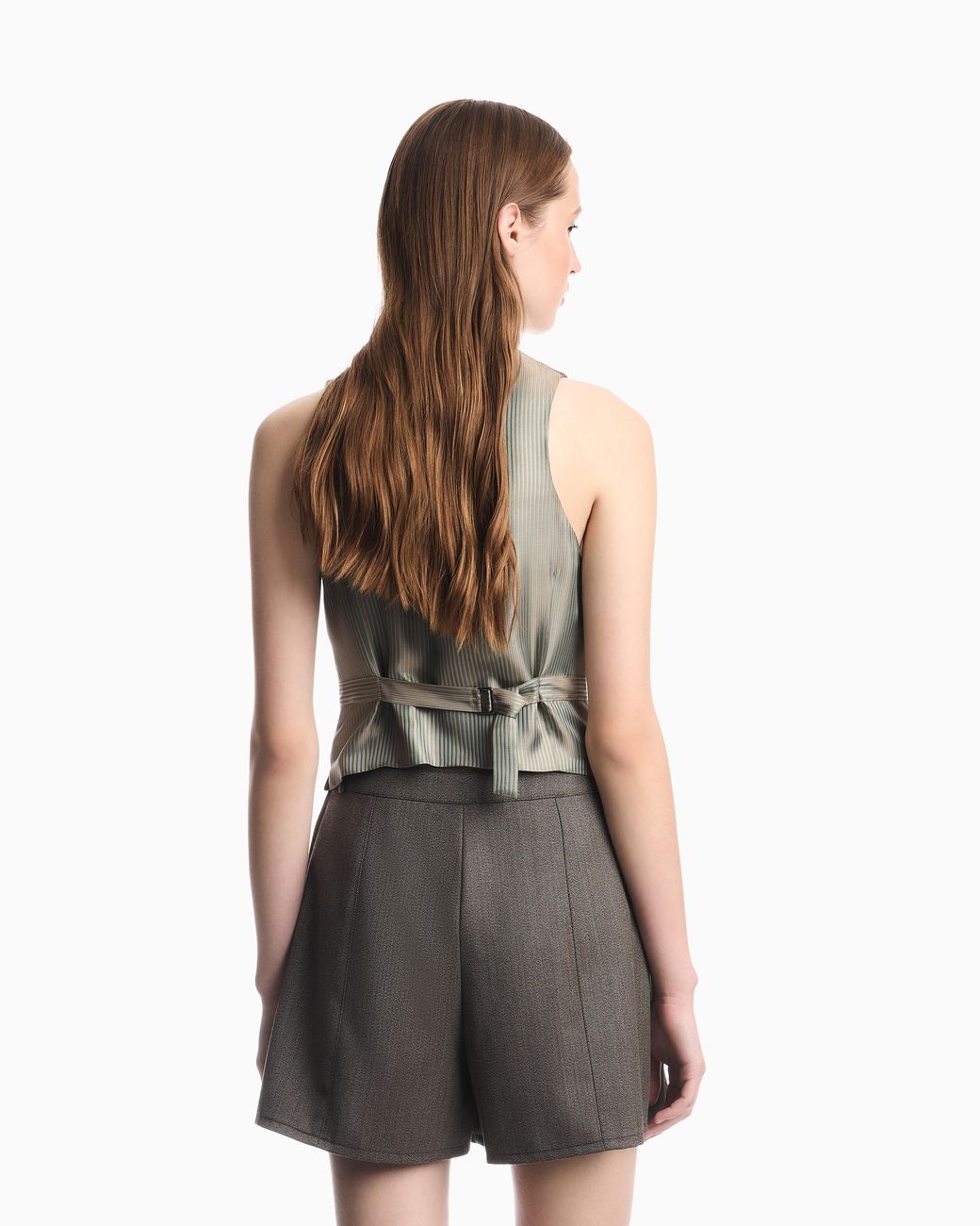 Emporio Armani Gray Double-Breasted Virgin Wool Gilet