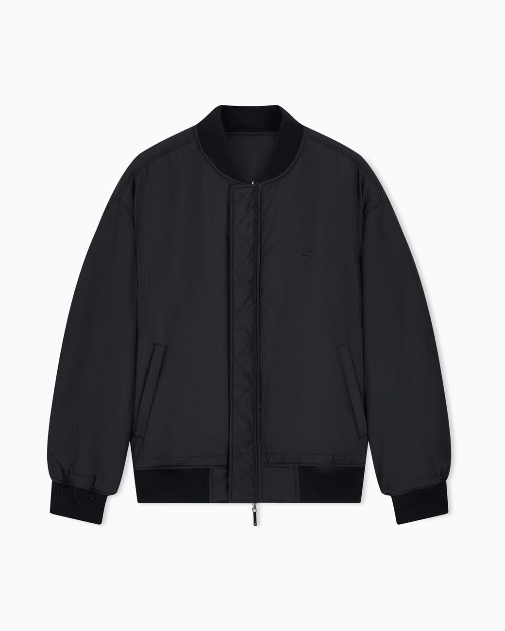 Emporio Armani Black Blouson Jacket With Ribbed Trims And Zippered Sleeve Pocket for men