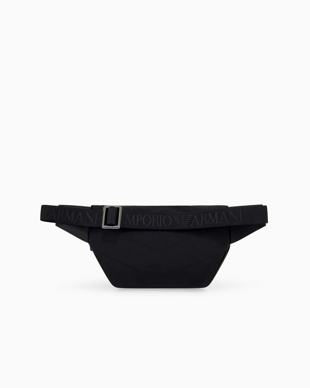 Emporio Armani Black Nylon Waist Bag With Metallic Logo And Front Pocket for men