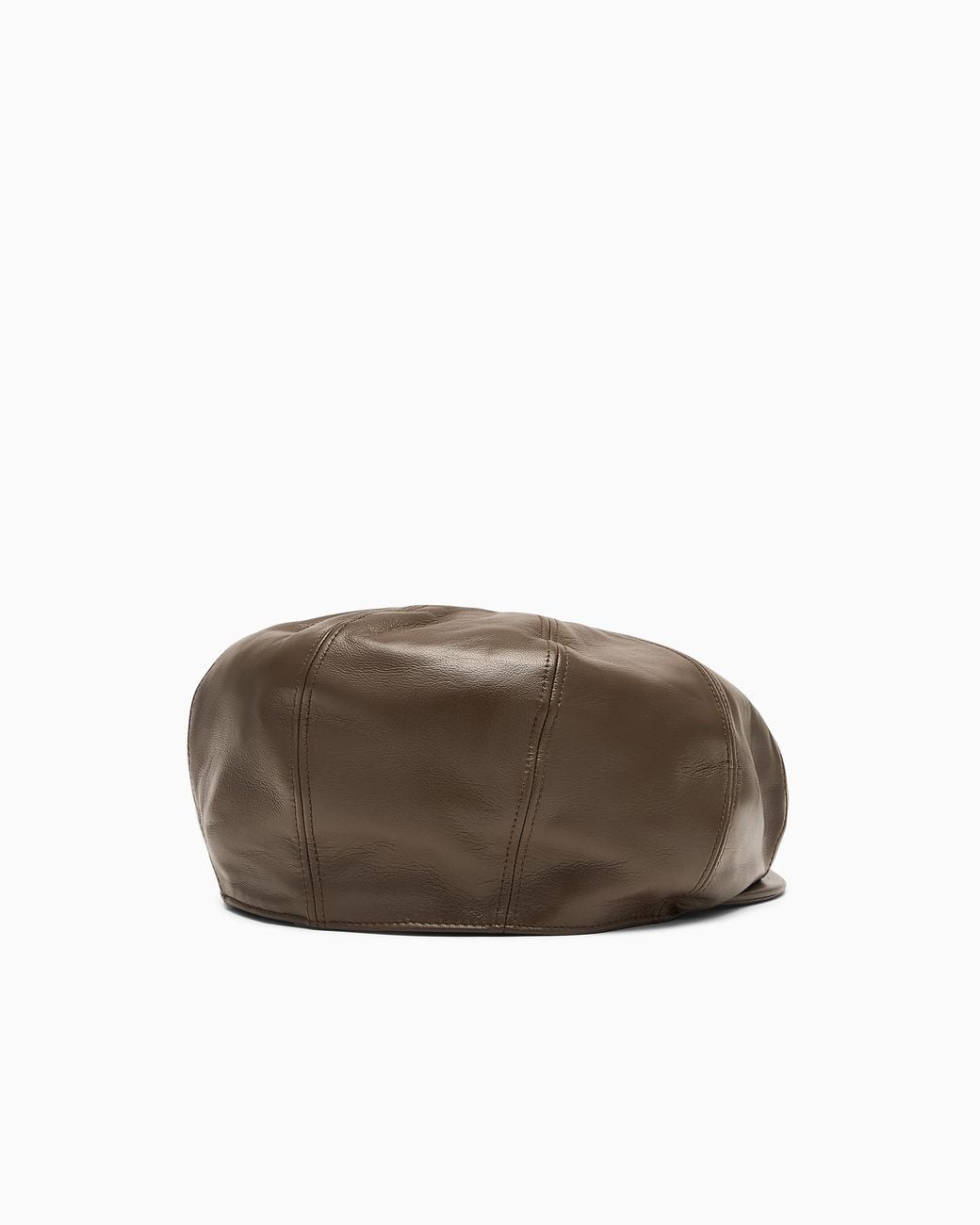 Emporio Armani Gray Nappa Leather Flat Cap