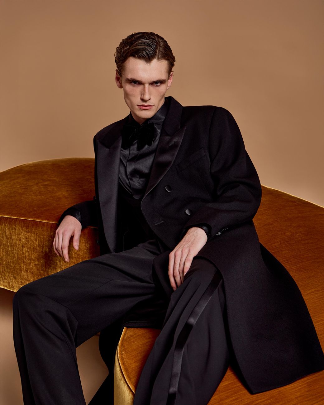 Emporio Armani Black Double-Breasted Coat for men