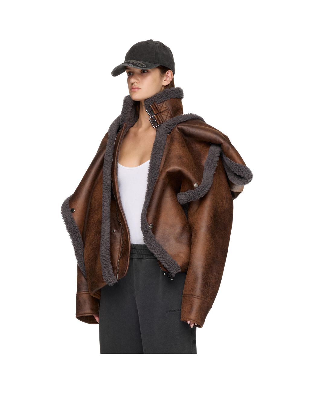 Y. Project Snap Off Panel Hood Aviator Jacket in Brown | Lyst