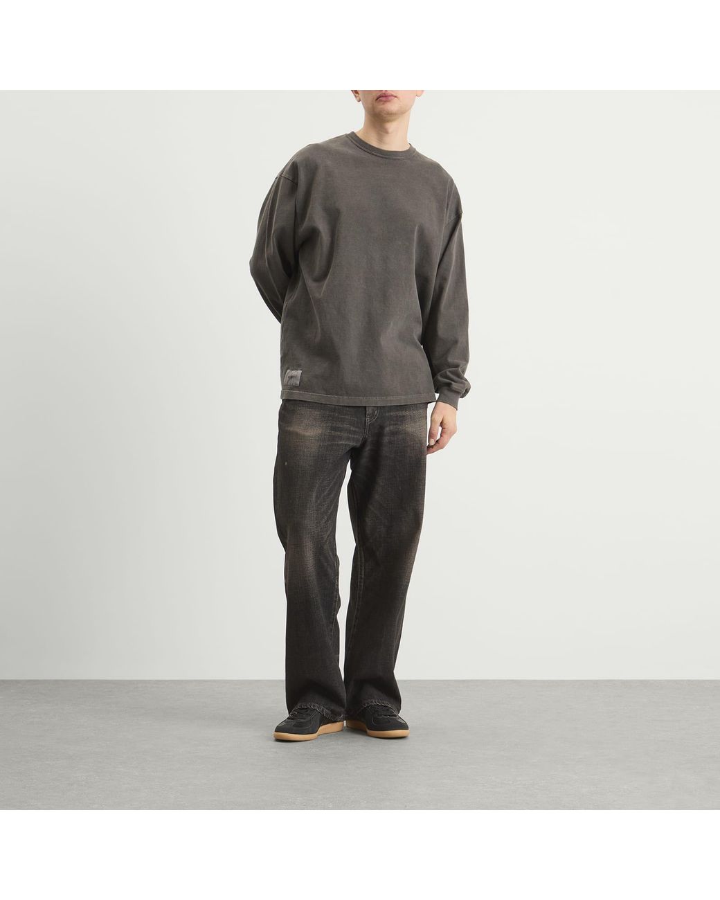Neighborhood Gray Wide Leg Selvedge Denim Jeans for men
