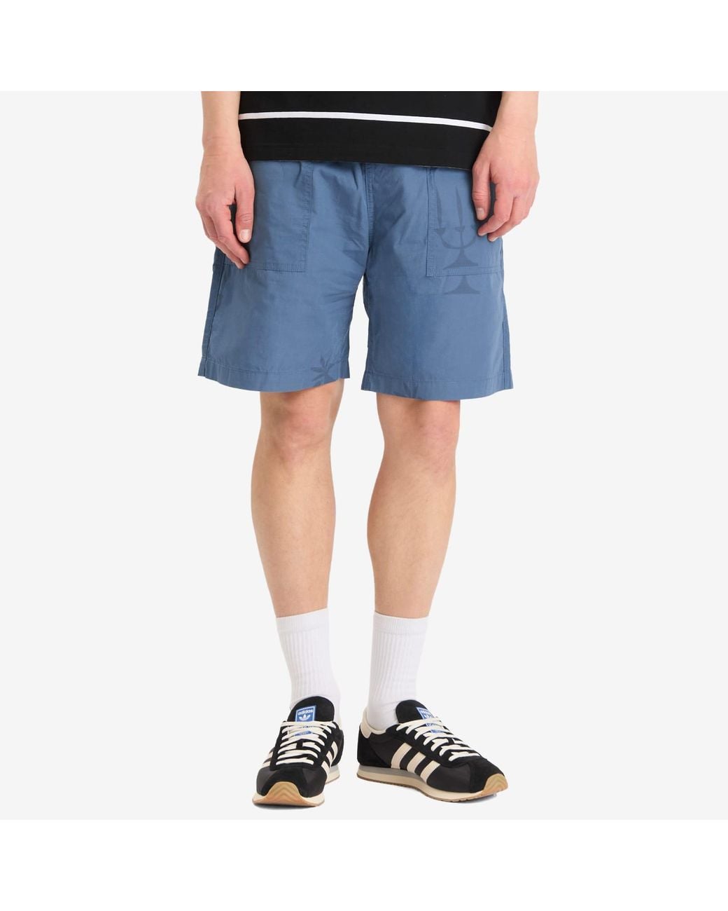 Service Works Blue Poplin Printed Chef Shorts for men