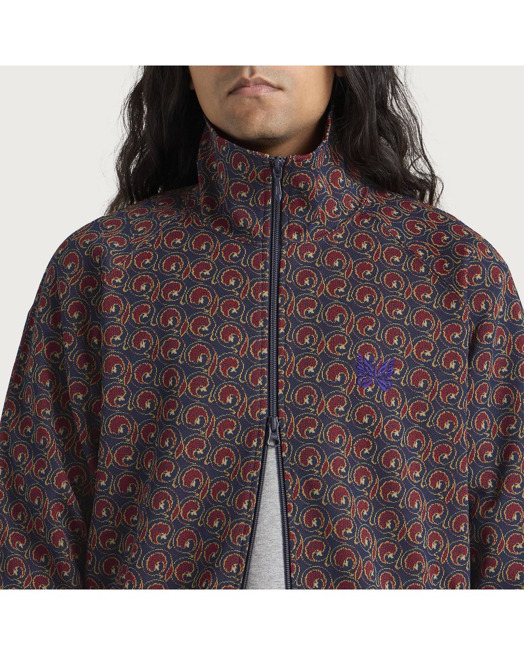 Needles Brown Poly Jacquard Track Jacket for men