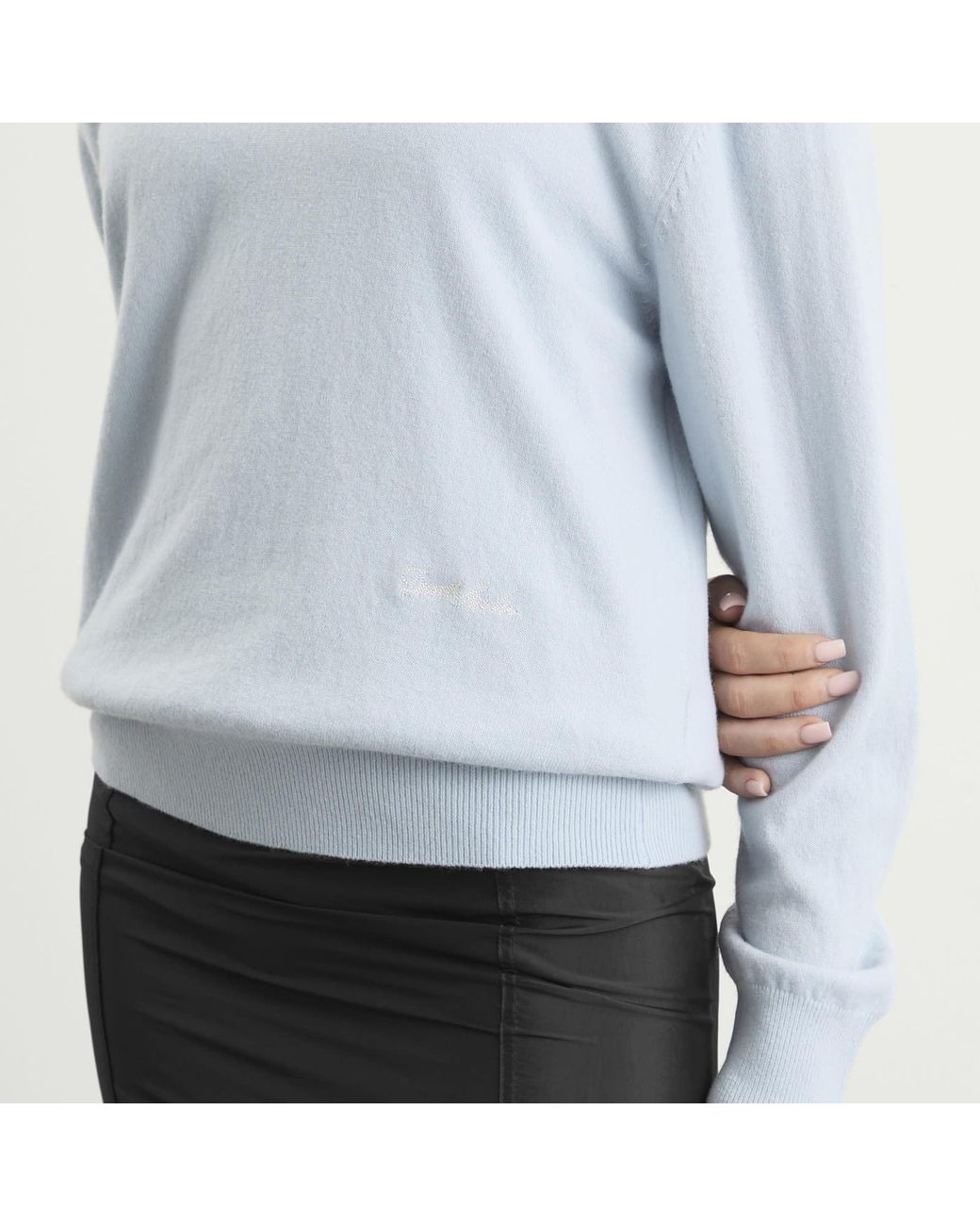DUNST Blue Soft V-Neck Sweater