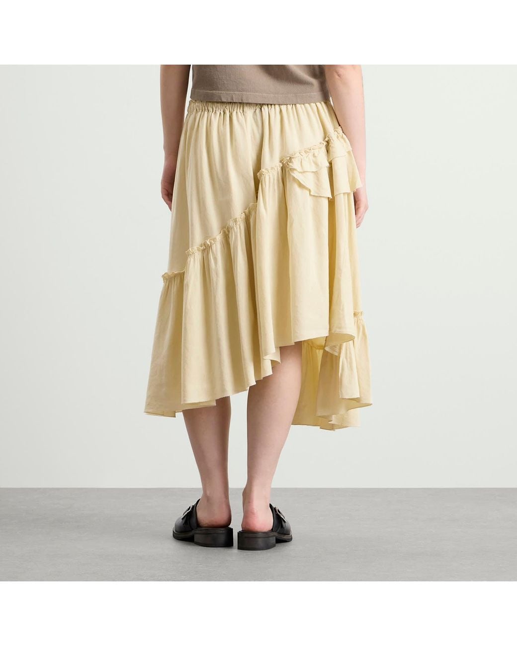 YMC Natural Draped Midi Skirt