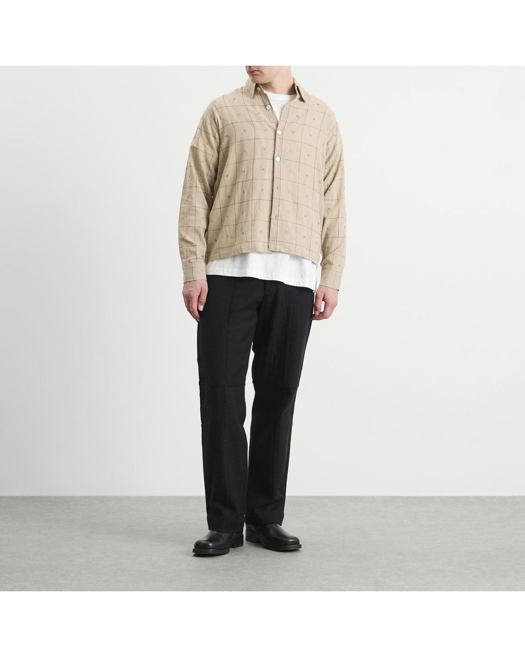 Kartik Research Natural Embroidered Mirror Box Shirt for men