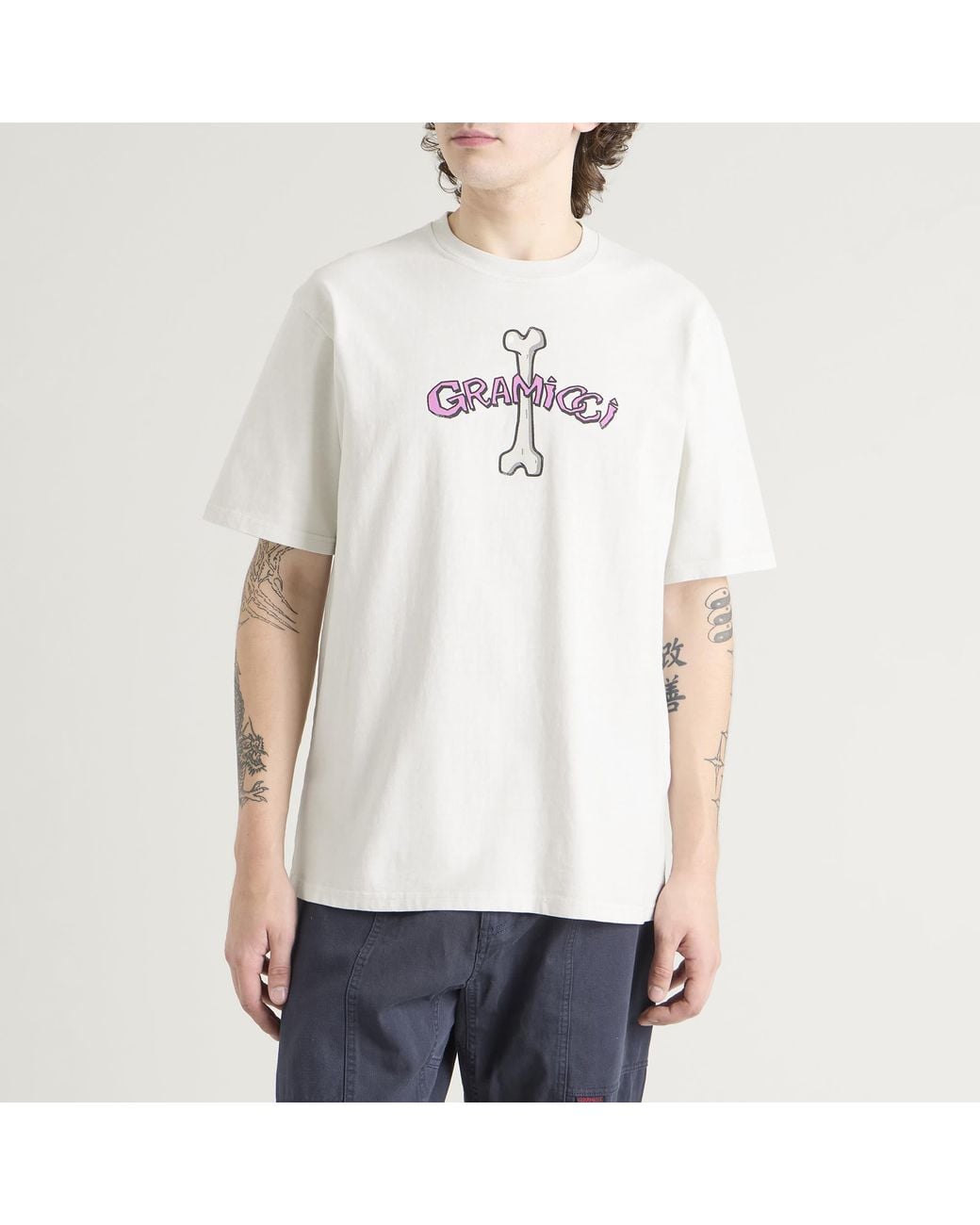 Gramicci White Pigment Dyed Bone T-Shirt for men