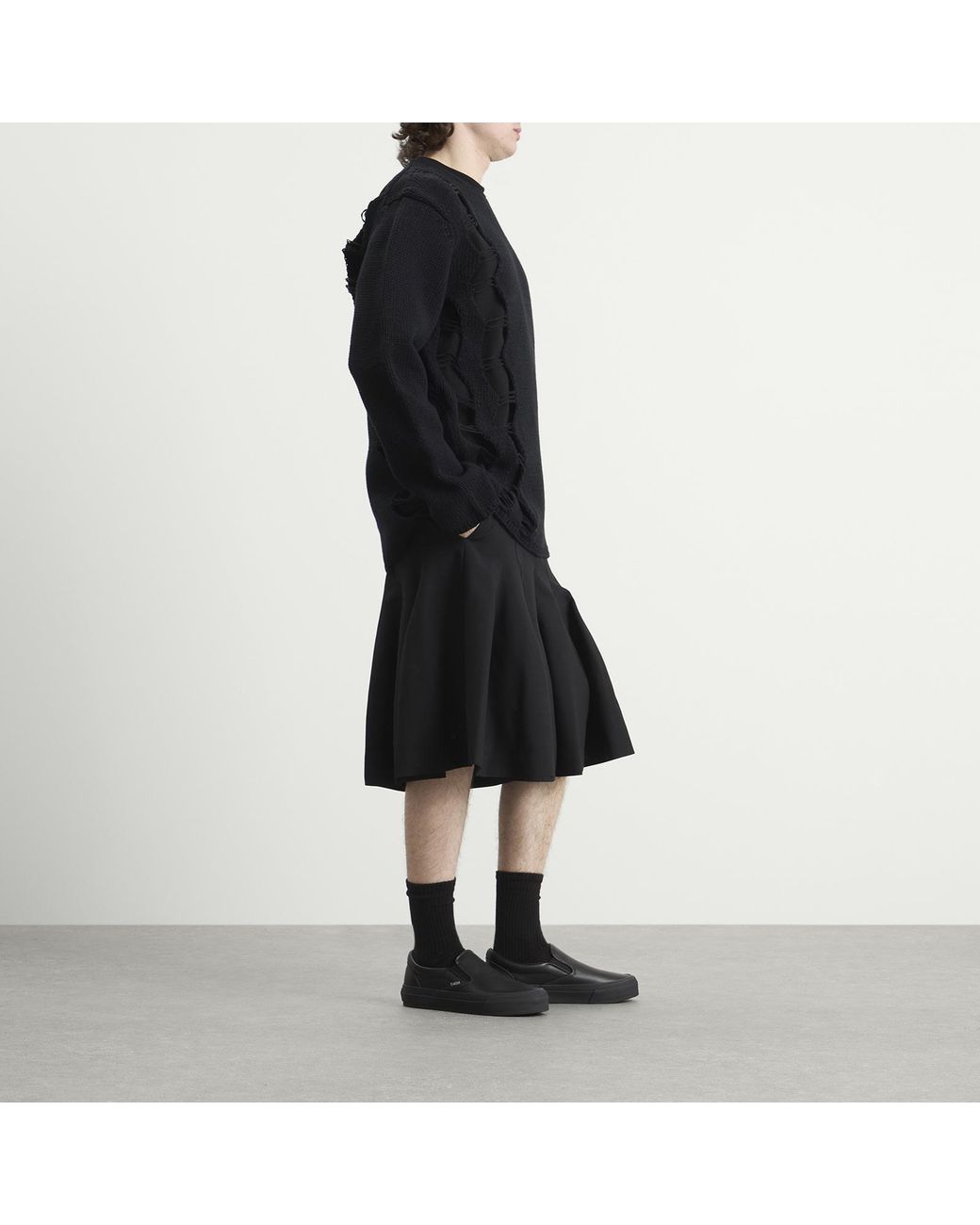 Comme des Garçons Black Wool Structured Shorts for men