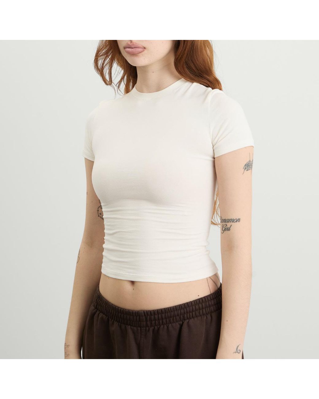 Skims White Cotton Jersey T-Shirt