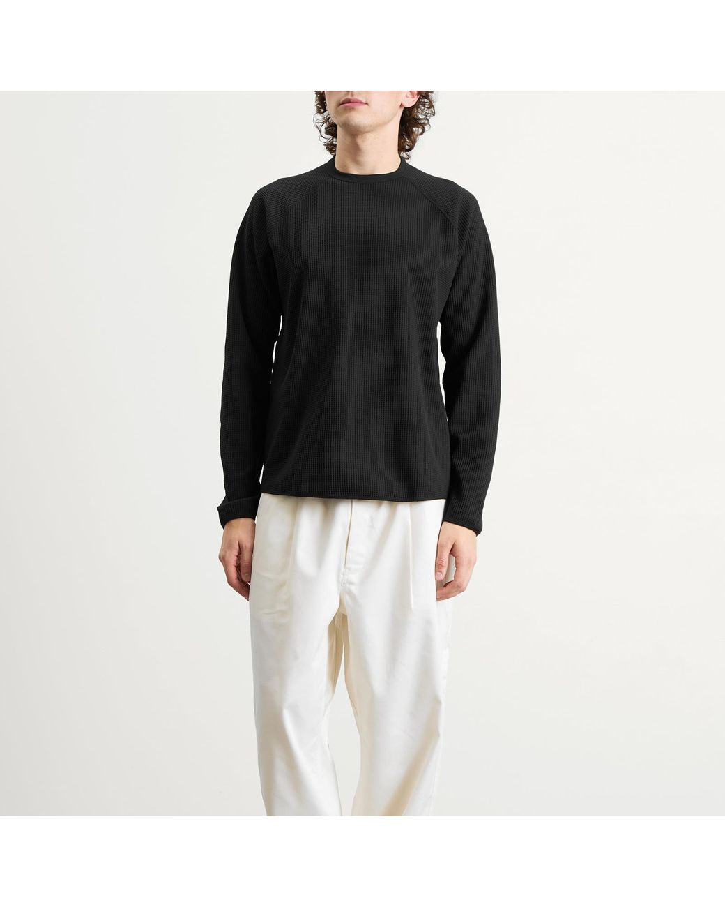 Goldwin Black Waffle Light Long Sleeve T-Shirt for men
