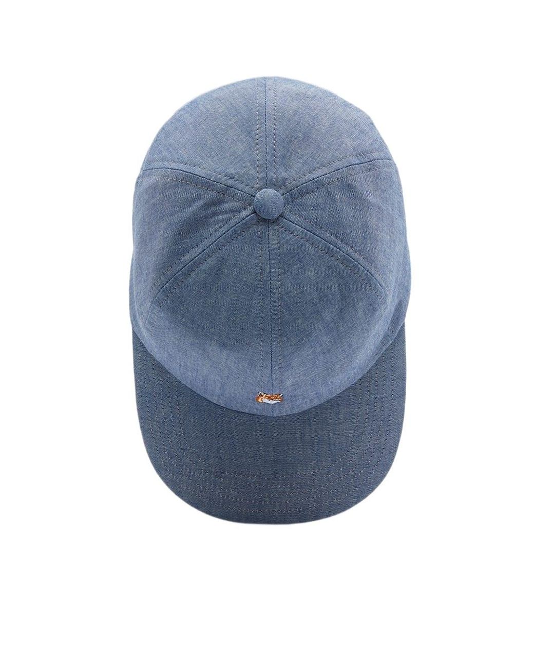 Maison Kitsuné Small Fox Head Embroidered 6p Cap in Blue for Men