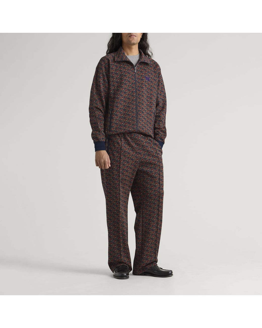 Needles Brown Poly Jacquard Track Jacket for men