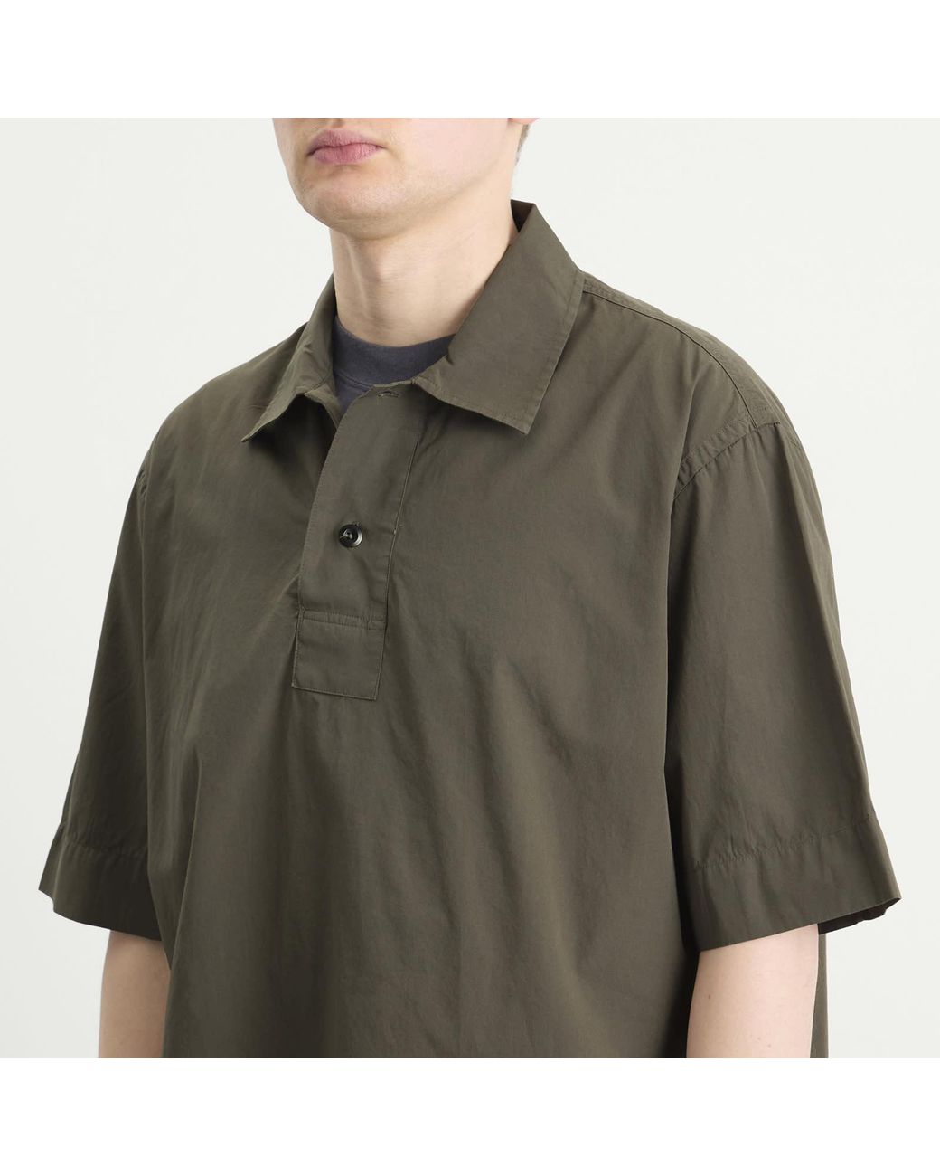 MHL by Margaret Howell Green Offset Placket Polo for men